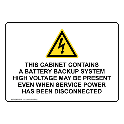 This Cabinet Contains A Battery Backup Sign With Symbol NHE-32241