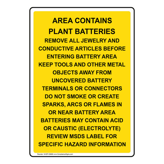 Portrait Area Contains Plant Batteries Remove Sign NHEP-29686