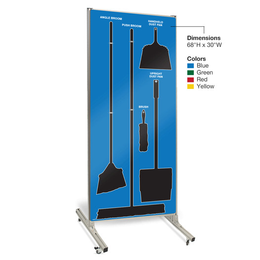 Mobile Clean and Sweep Shadow Board - Blue/Black Xtreme Aluminum