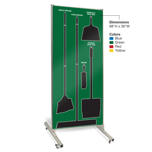 Mobile Clean and Sweep Shadow Board - Green/Black Xtreme Aluminum