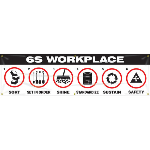 Black and Red 6S Workplace Safety Banner