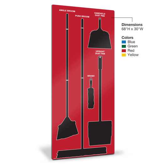 black red clean and sweep shadow boards cs124905