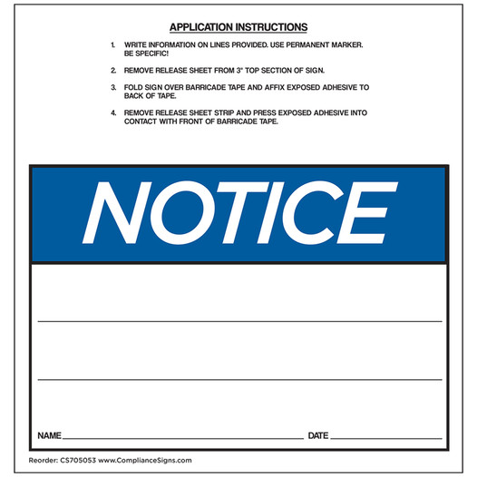 OSHA Notice Name Date Barricade Label CS705053