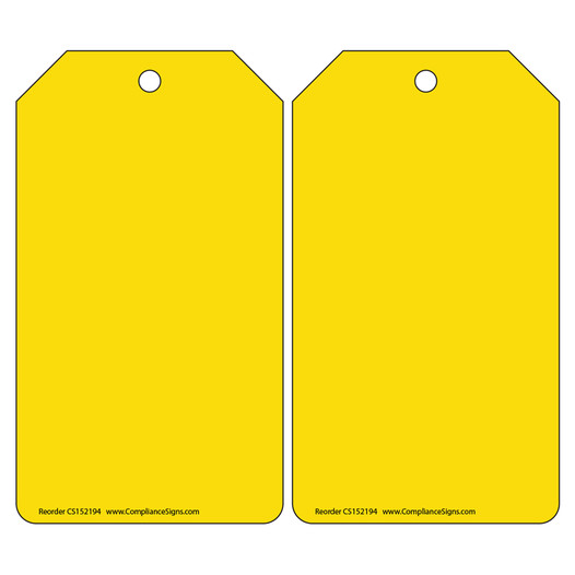 Yellow Blank Safety Tag CS152194