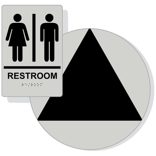 Black on Pearl Gray California Title 24 Unisex Restroom Sign Set RRE-110_DCT_Title24Set_Black_on_PearlGray
