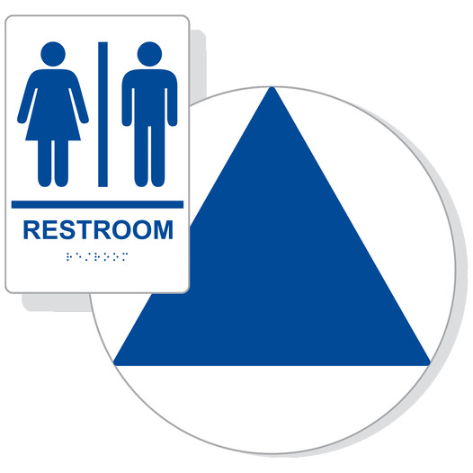 Blue on White California Title 24 Unisex Restroom Sign Set RRE-110_DCT_Title24Set_Blue_on_White