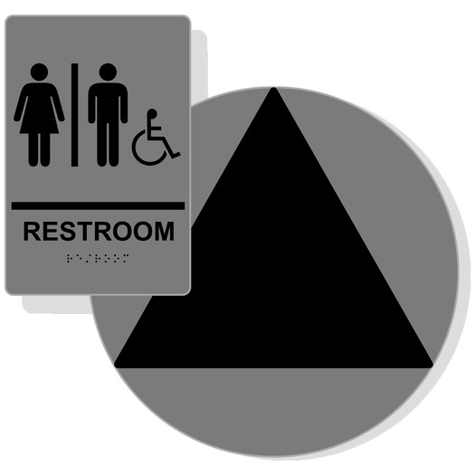 Black on Gray California Title 24 Accessible Unisex Restroom Sign Set RRE-120_DCT_Title24Set_Black_on_Gray