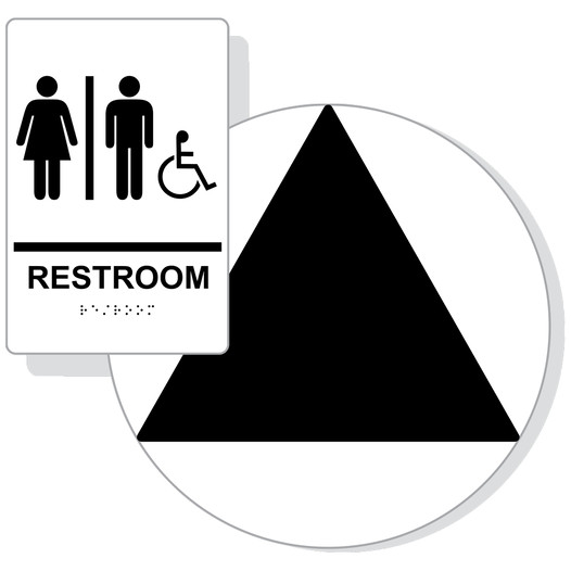 Black on White California Title 24 Accessible Unisex Restroom Sign Set RRE-120_DCT_Title24Set_Black_on_White