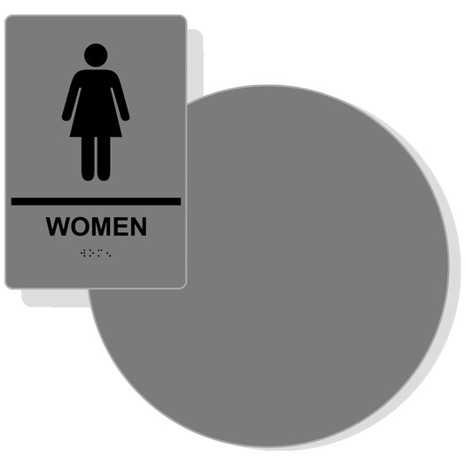 Gray on Black California Title 24 Women's Restroom Sign Set RRE-125_DC_Title24Set_Black_on_Gray