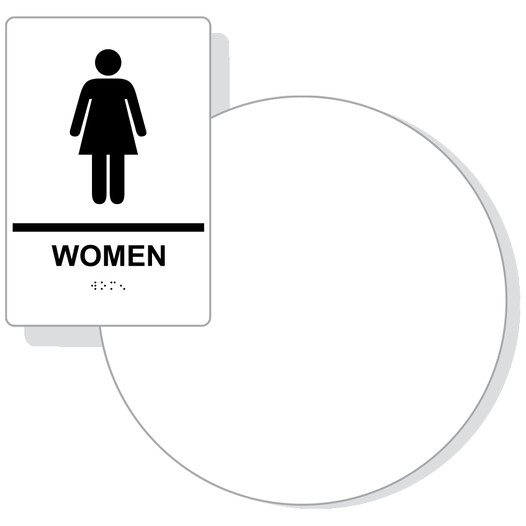 White on Black California Title 24 Women's Restroom Sign Set RRE-125_DC_Title24Set_Black_on_White
