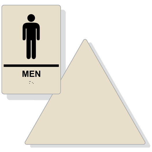 Almond on Black California Title 24 Men's Restroom Sign Set RRE-145_DT_Title24Set_Black_on_Almond