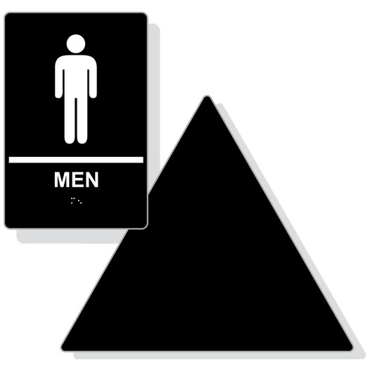Black on White California Title 24 Men's Restroom Sign Set RRE-145_DT_Title24Set_White_on_Black