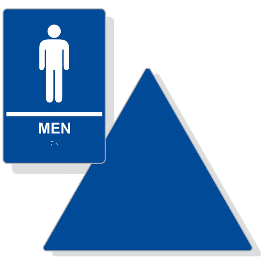 White on Blue California Title 24 Men's Restroom Sign Set RRE-145_DT_Title24Set_White_on_Blue
