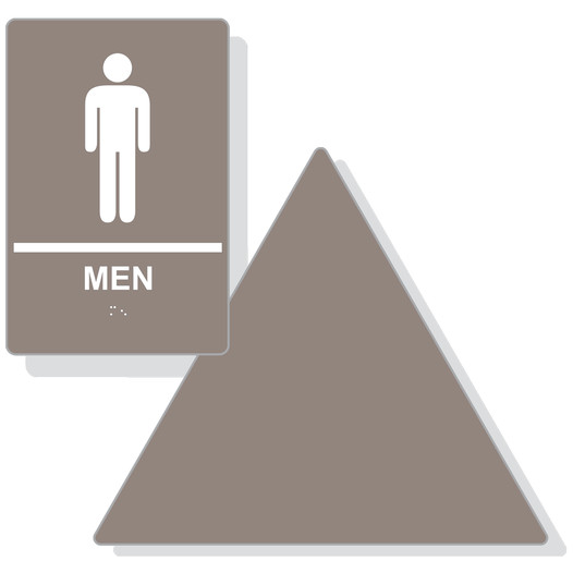 Taupe on White California Title 24 Men's Restroom Sign Set RRE-145_DT_Title24Set_White_on_Taupe