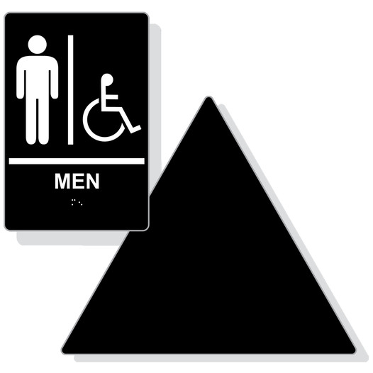 Black on White California Title 24 Accessible Men's Restroom Sign Set RRE-150_DT_Title24Set_White_on_Black