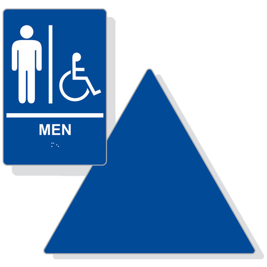 Blue on White California Title 24 Accessible Men's Restroom Sign Set RRE-150_DT_Title24Set_White_on_Blue