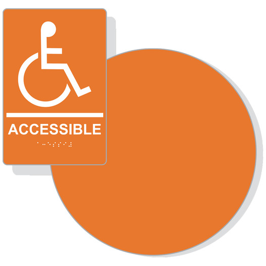 Orange on White California Title 24 Accessible Women's Restroom Sign Set RRE-190_DC_Title24Set_White_on_Orange