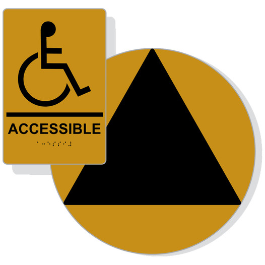 Black on Gold California Title 24 Accessible Unisex Restroom Sign Set RRE-190_DCT_Title24Set_Black_on_Gold