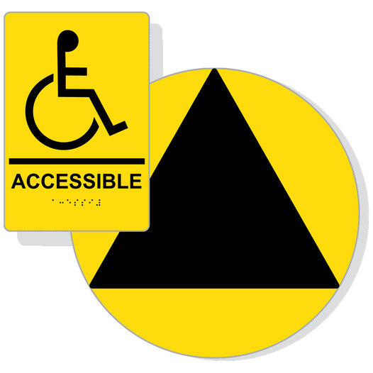 Black on Yellow California Title 24 Accessible Unisex Restroom Sign Set RRE-190_DCT_Title24Set_Black_on_Yellow