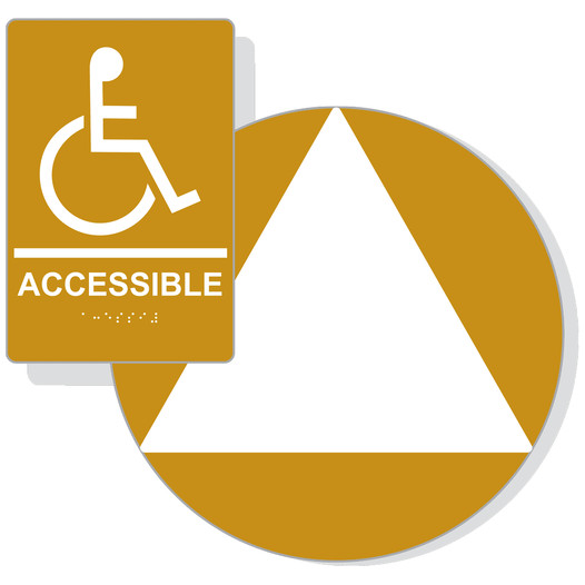 White on Gold California Title 24 Accessible Unisex Restroom Sign Set RRE-190_DCT_Title24Set_White_on_Gold