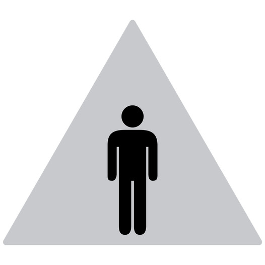 Silver Men's Restroom Door Sign with Symbol RR-145_DTS_Black_on_Silver