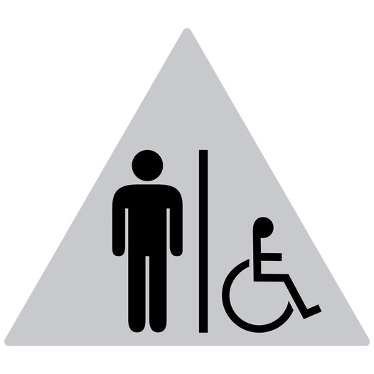 Silver Accessible Men's Restroom Door Sign with Symbol RR-150_DTS_Black_on_Silver