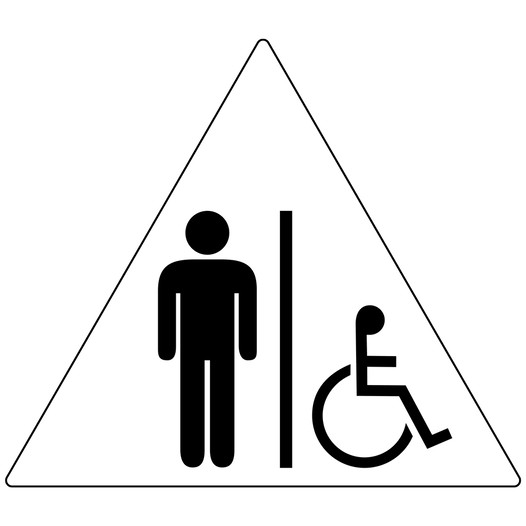 White Accessible Men's Restroom Door Sign with Symbol RR-150_DTS_Black_on_White