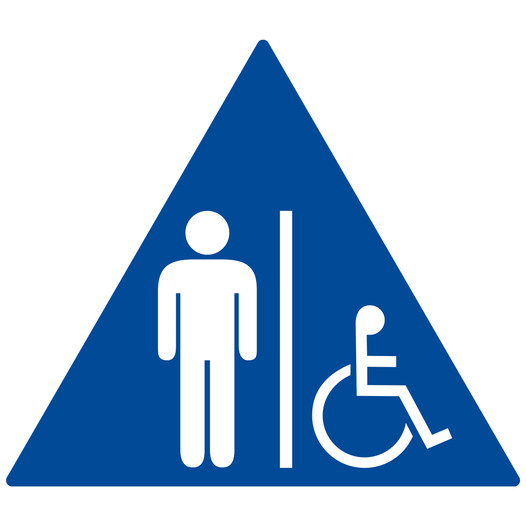 Blue Accessible Men's Restroom Door Sign with Symbol RR-150_DTS_White_on_Blue