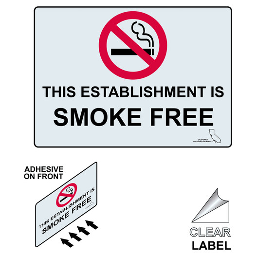 California This Establishment Is Smoke Free Label With Front Adhesive NHE-7274-California-Reverse