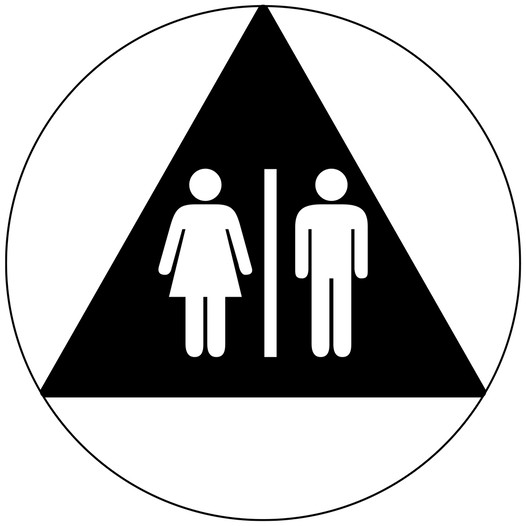 Black Unisex Restroom Door Sign with Symbol RR-110_DCTS_White_on_Black