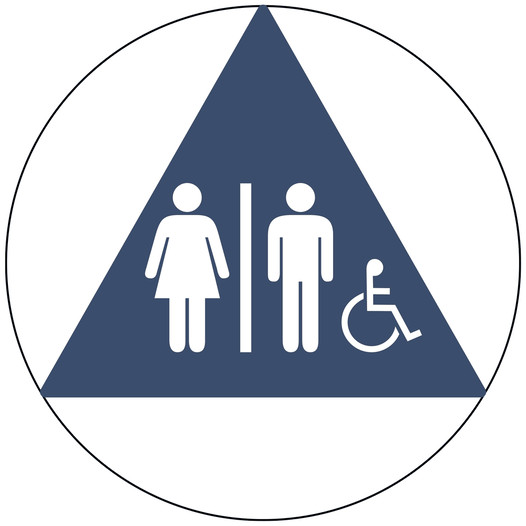 Navy Accessible Unisex Restroom Door Sign with Symbol RR-120_DCTS_White_on_Navy