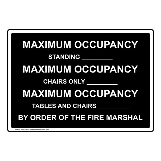 Maximum Occupancy Standing____Maximum Occupancy Sign NHE-26890