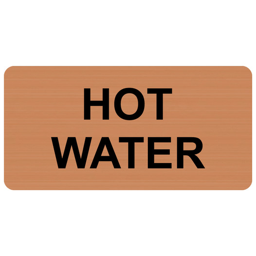 Copper Engraved HOT WATER Sign EGRE-16812_Black_on_Copper