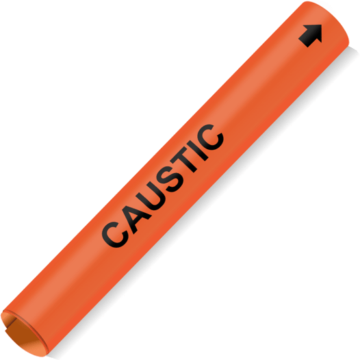 Coiled Black-on-Orange Caustic Pipe Marker CS448785