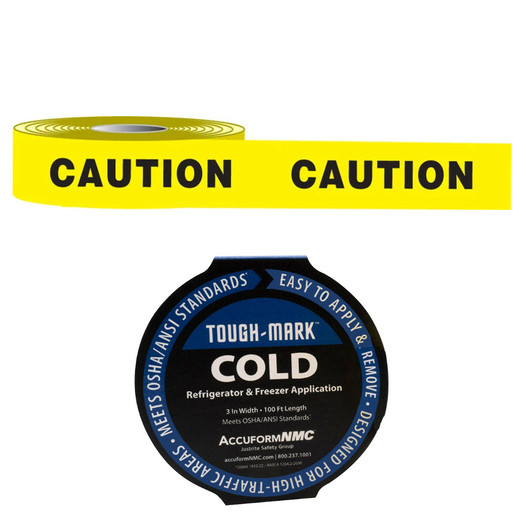 CAUTION Tough-Mark Cold Message Floor Tape - 50 Ft.