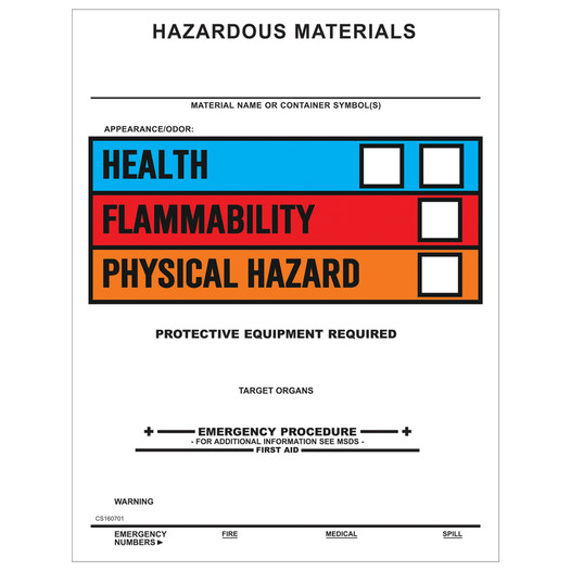 HazCom Health Flammability Physical Hazard EZMake Labels CS160701