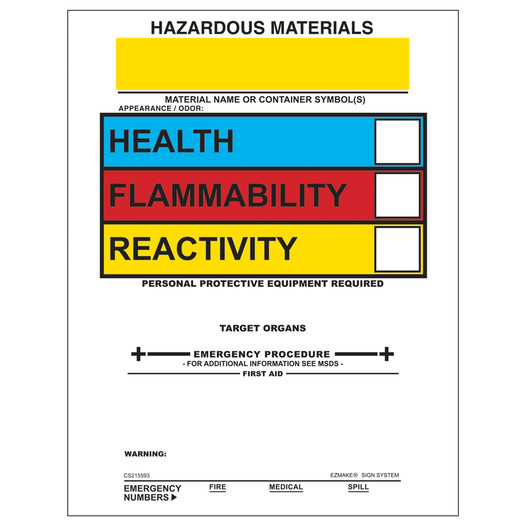 HazCom Health Flammability Reactivity EZMake Labels CS960103