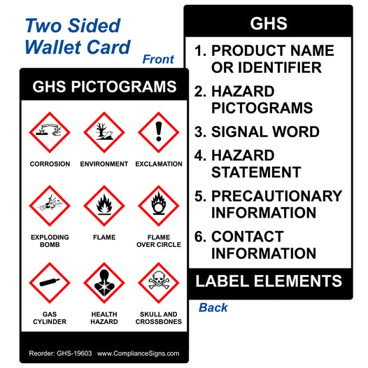 GHS Pictograms Wallet Card for Hazmat GHS-19603