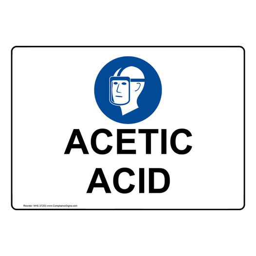 Acetic Acid Sign With PPE Symbol NHE-37253