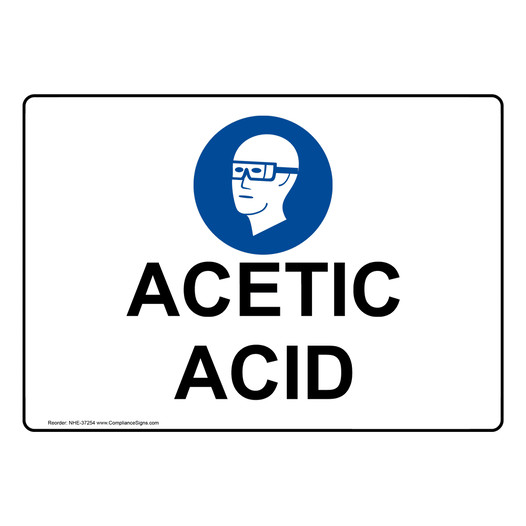 Acetic Acid Sign With PPE Symbol NHE-37254