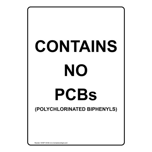 Contains No Polychlorinated Biphenyls Sign