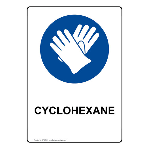 Portrait Cyclohexane Sign With PPE Symbol NHEP-37370