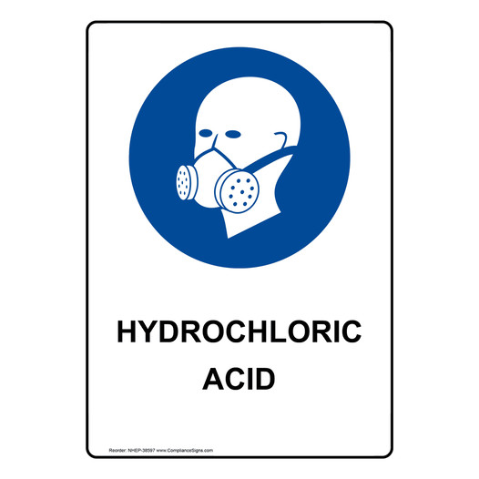 Portrait Hydrochloric Acid Sign With Symbol NHEP-38597