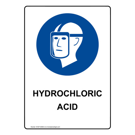 Portrait Hydrochloric Acid Sign With Symbol NHEP-38598