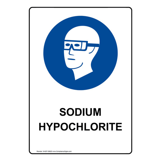 Portrait Sodium Hypochlorite Sign With Symbol NHEP-38820