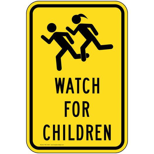 Portrait Watch For Children Reflective Sign With Symbol PKE-15535
