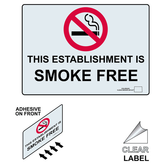 Colorado This Establishment Is Smoke Free Label With Front Adhesive