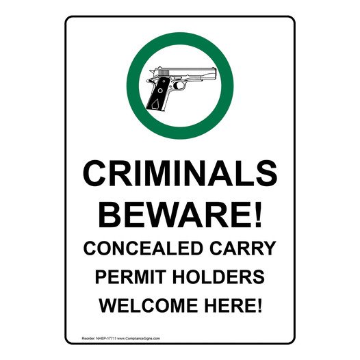 Portrait Criminals Beware! Concealed Sign With Symbol NHEP-17711