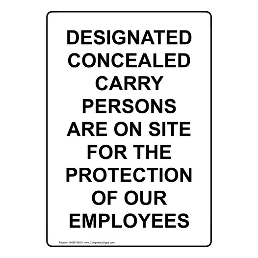 Portrait Designated Concealed Carry Persons Sign NHEP-36011