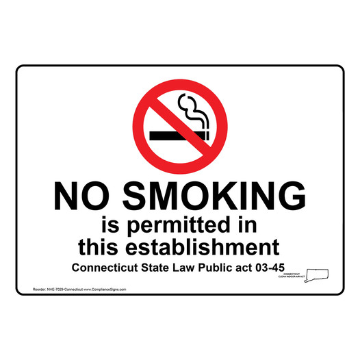 Connecticut No Smoking In This Establishment Sign NHE-7029-Connecticut